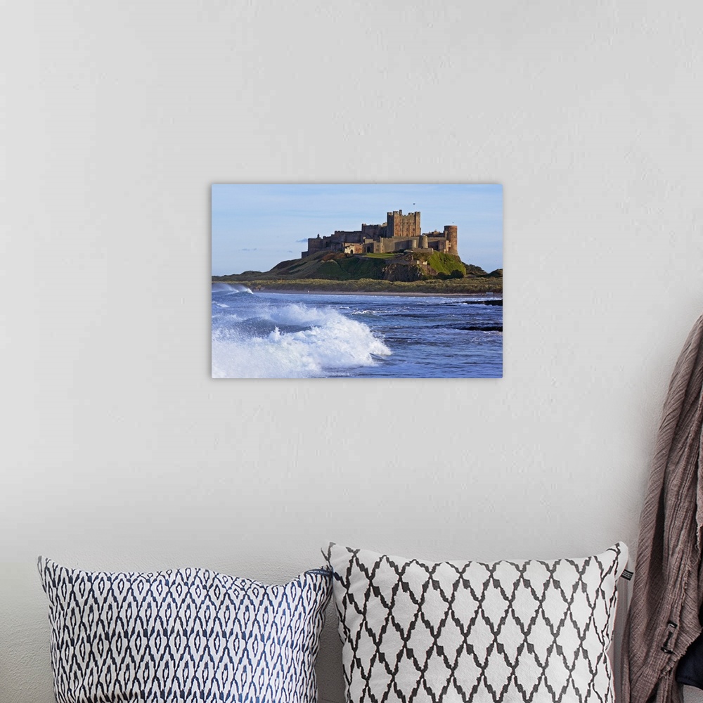 A bohemian room featuring View From Ocean Of Bamburgh Castle, Northumberland, England
