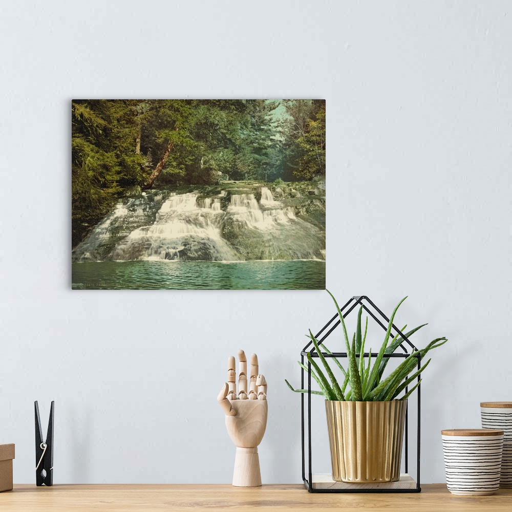 A bohemian room featuring Hand colored photograph of Paradise Falls, Pocono mountains, Pennsylvania.