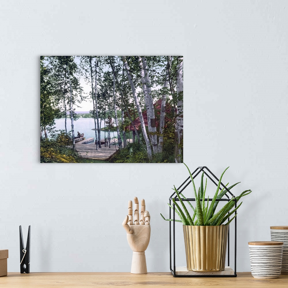 A bohemian room featuring Raquette Lake from St. Huberts Isle Adirondack Mountains