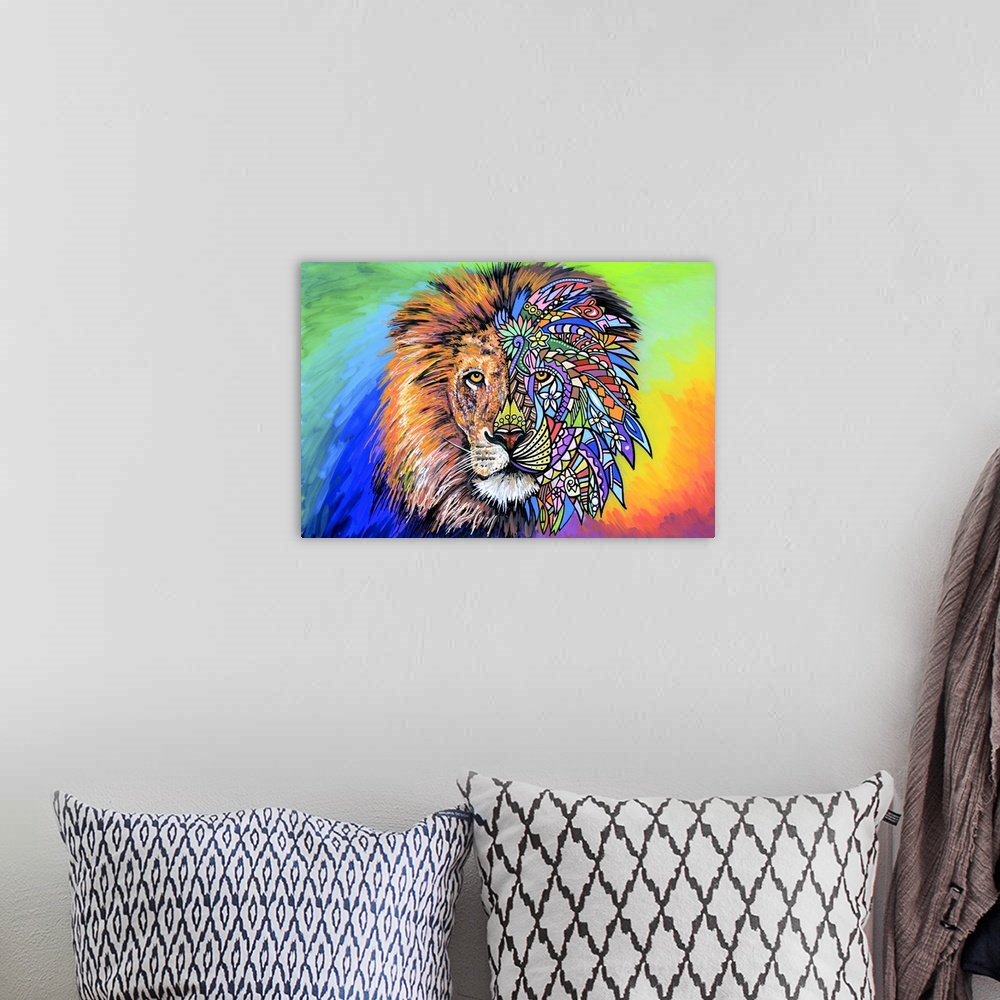 A bohemian room featuring Animals Of Pride - Lion