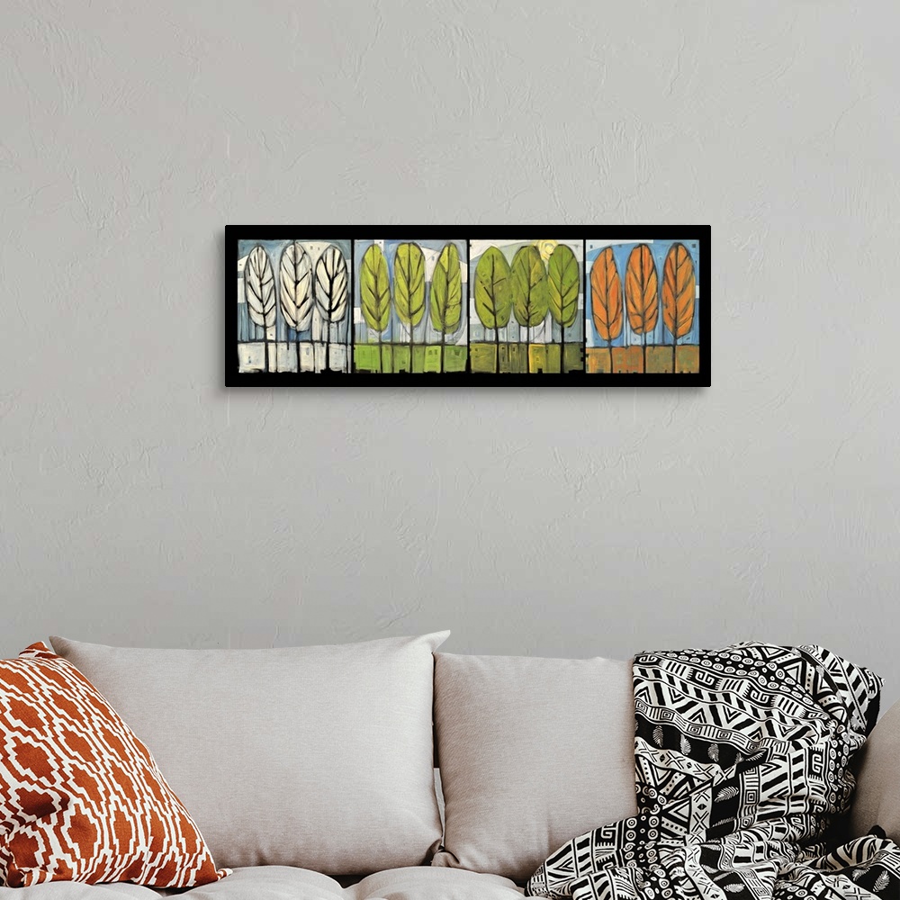 A bohemian room featuring Four Seasons Tree Series Horizontal