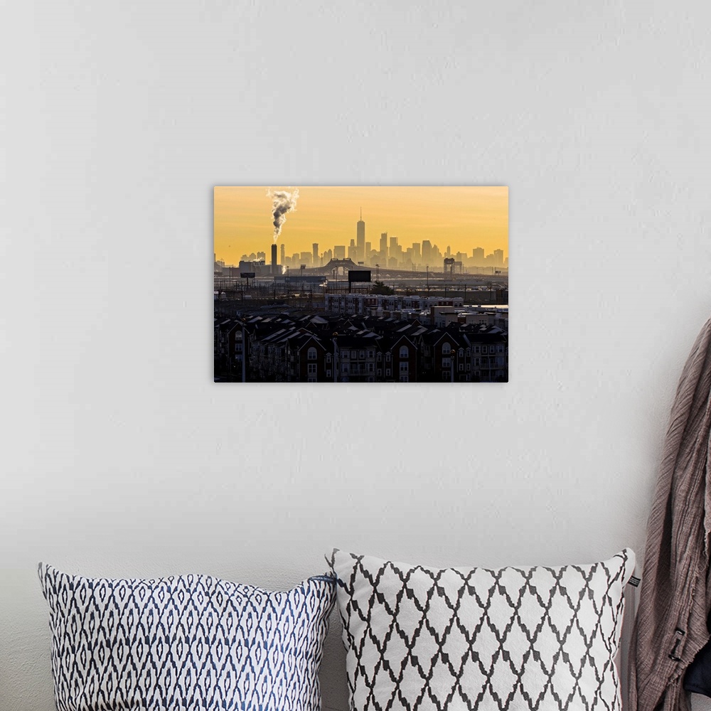 A bohemian room featuring Freedom Tower And Lower Manhattan View From New Jersey
