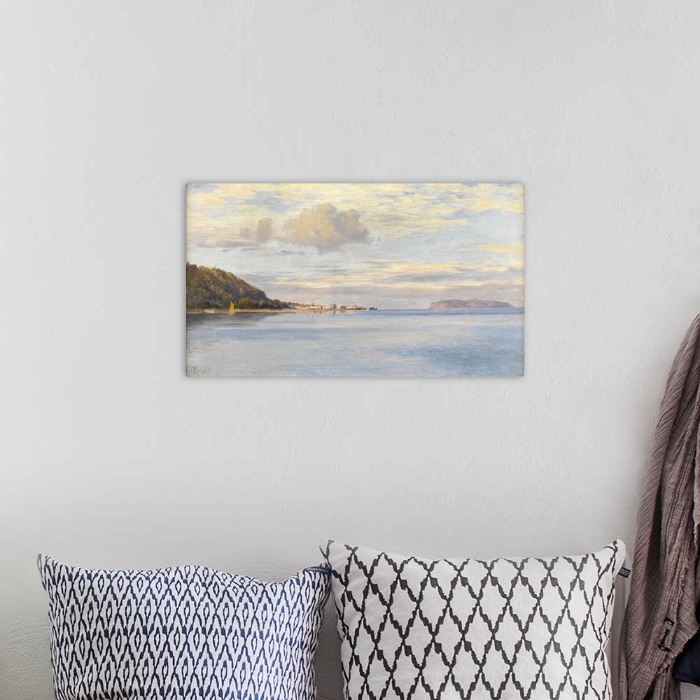 A bohemian room featuring Appledore, High Tide, oil on canvas.