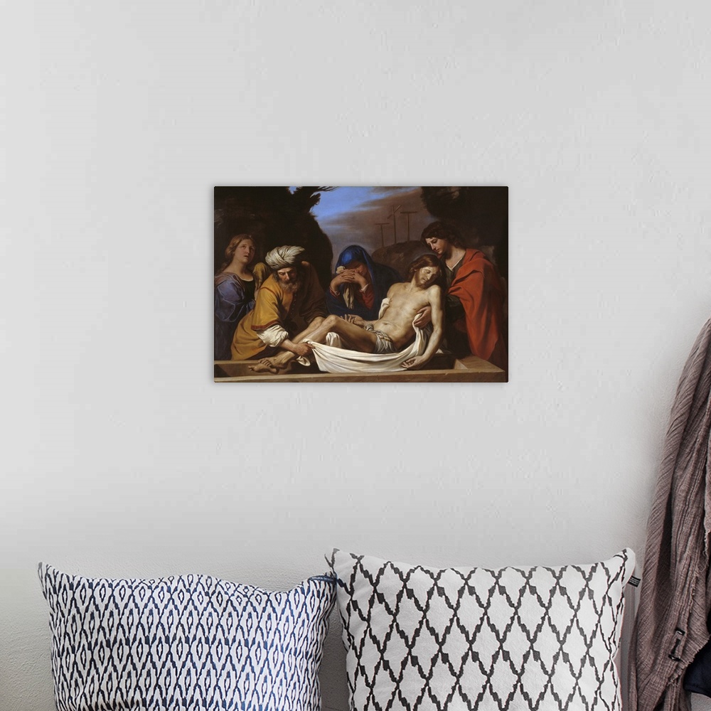 A bohemian room featuring The Entombment, c.1656, oil on canvas.