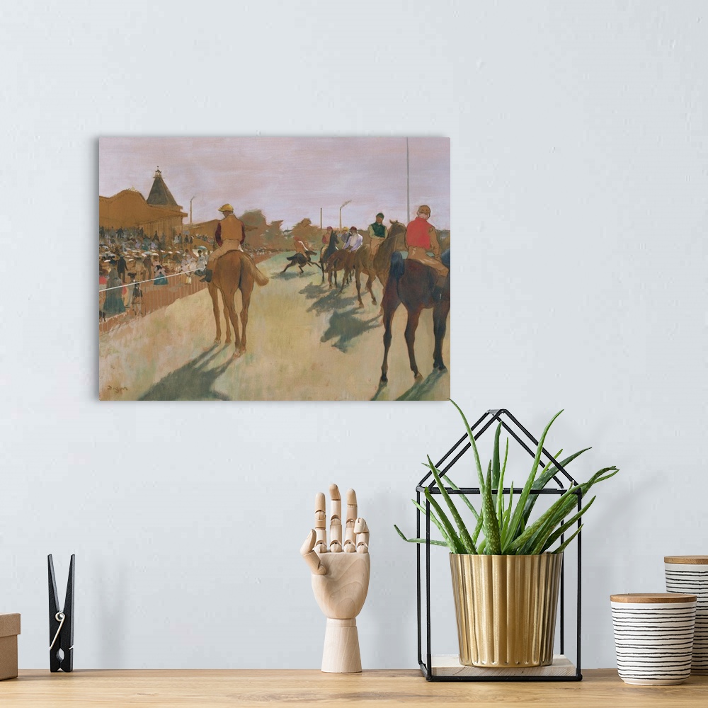 A bohemian room featuring XIR16127 The Parade, or Race Horses in front of the Stands, c.1866-68 (oil on paper); by Degas, E...