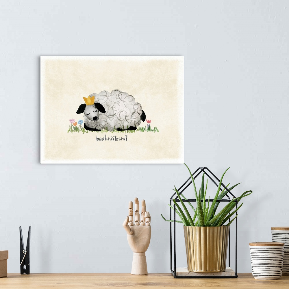 A bohemian room featuring Whimsy abounds in this sweet depiction for a royal sheep.