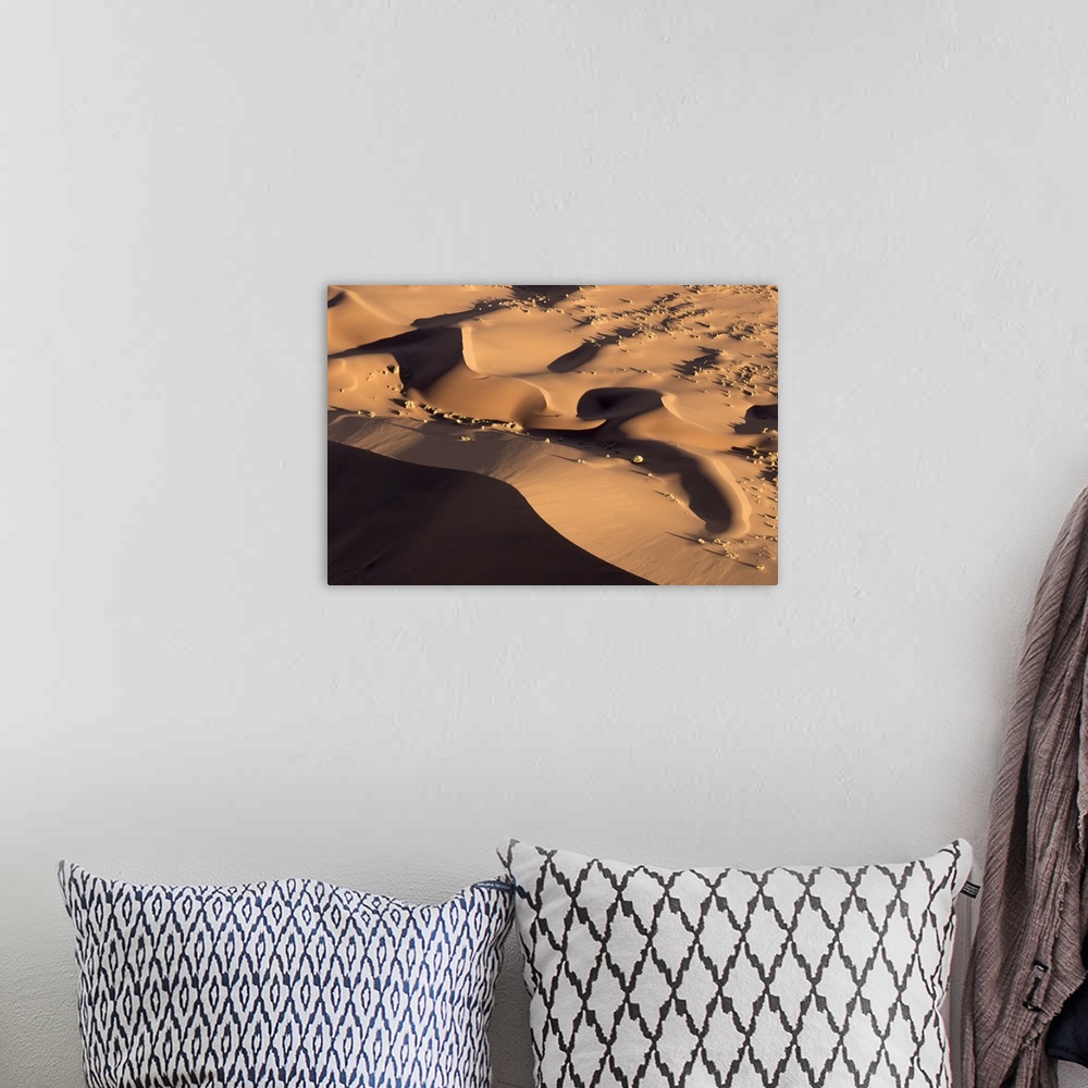 A bohemian room featuring Africa, Namibia, Namib-Naukluft Park. Abstract aerial of sand dunes.