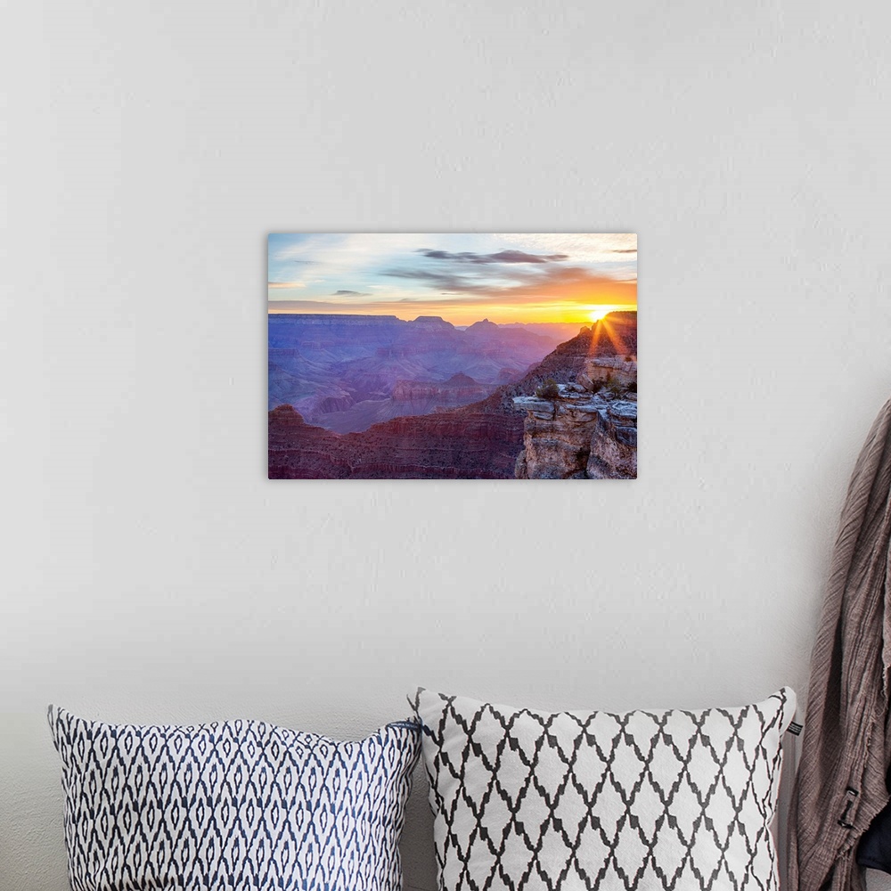 A bohemian room featuring Arizona, Grand Canyon National Park, South Rim, Mather Point, Sunrise.