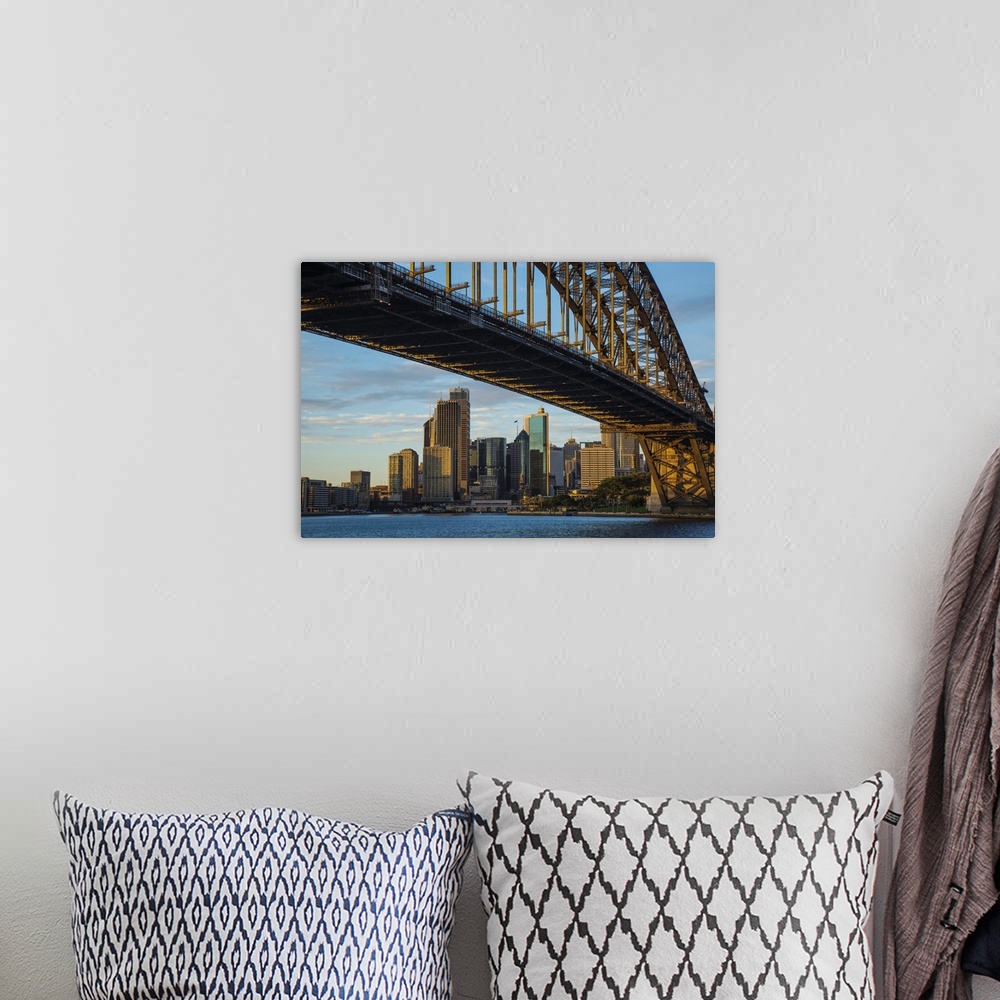 A bohemian room featuring Australia, Sydney. View beneath bridge of city.