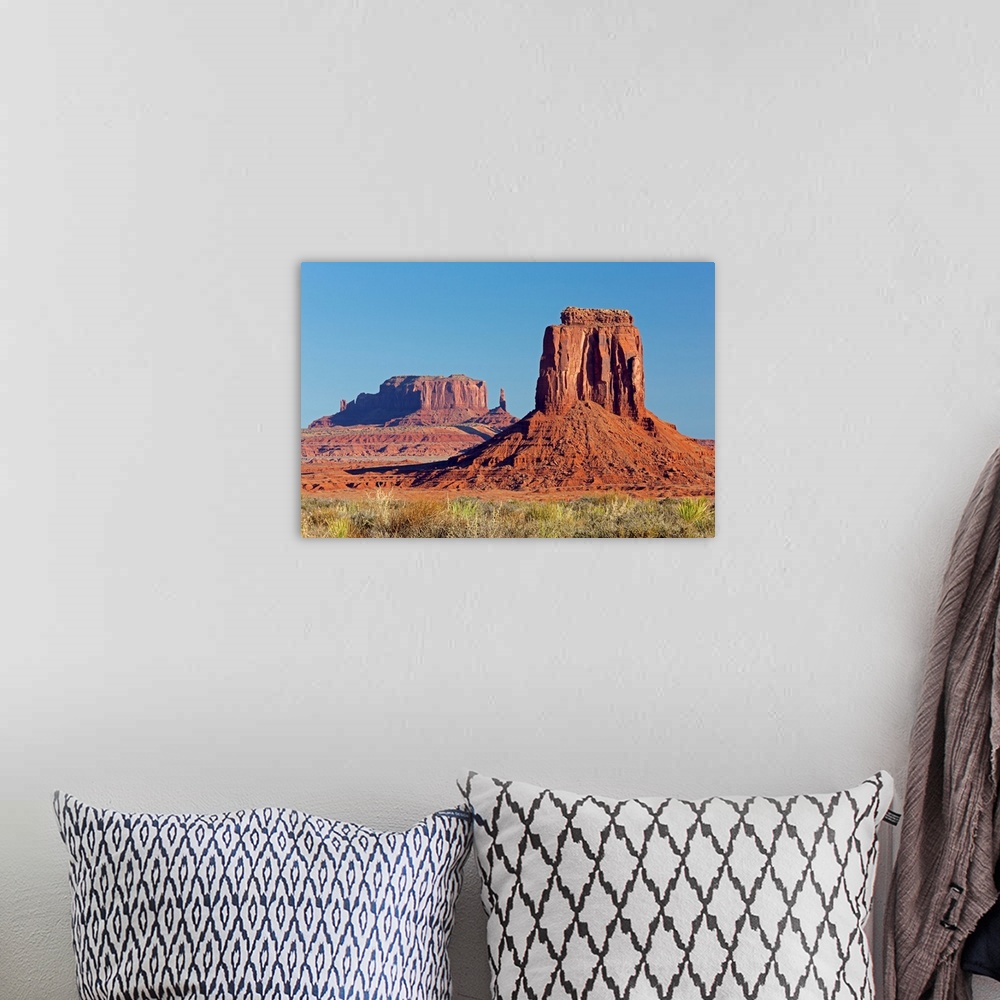 A bohemian room featuring AZ, Monument Valley, East Mitten Butte and Saddleback Mesa, view from Valley Drive.