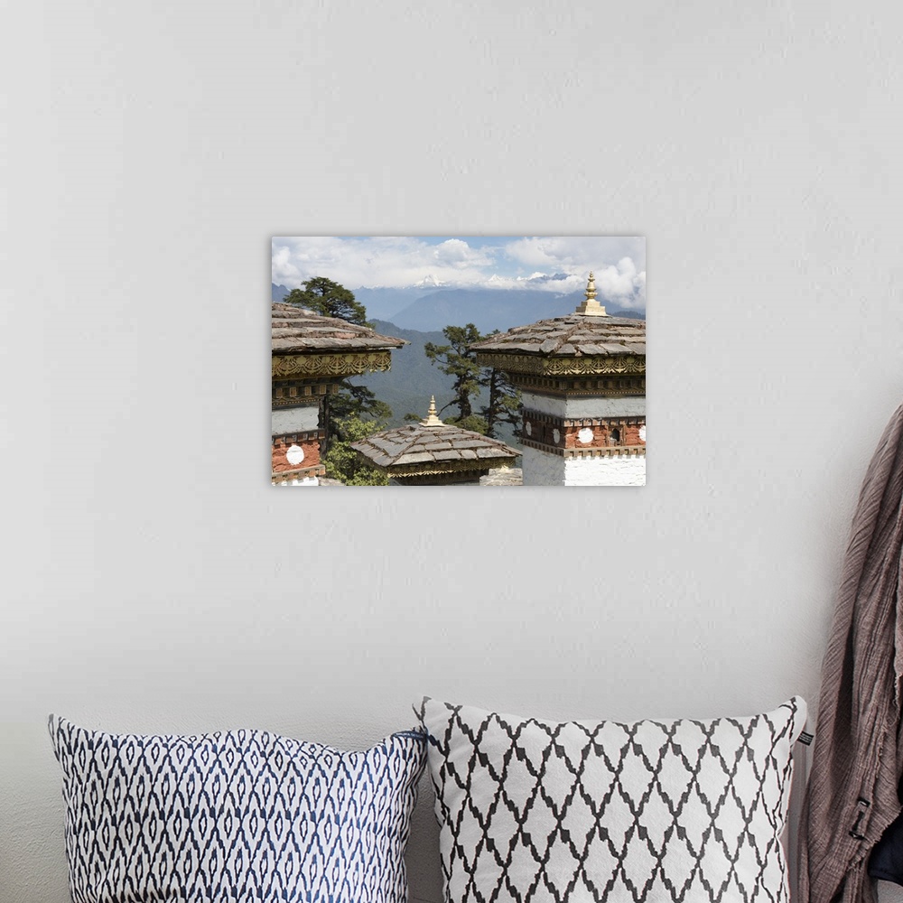 A bohemian room featuring Asia, Bhutan. Druk Wangyal Chortens at Dorchala Pass.