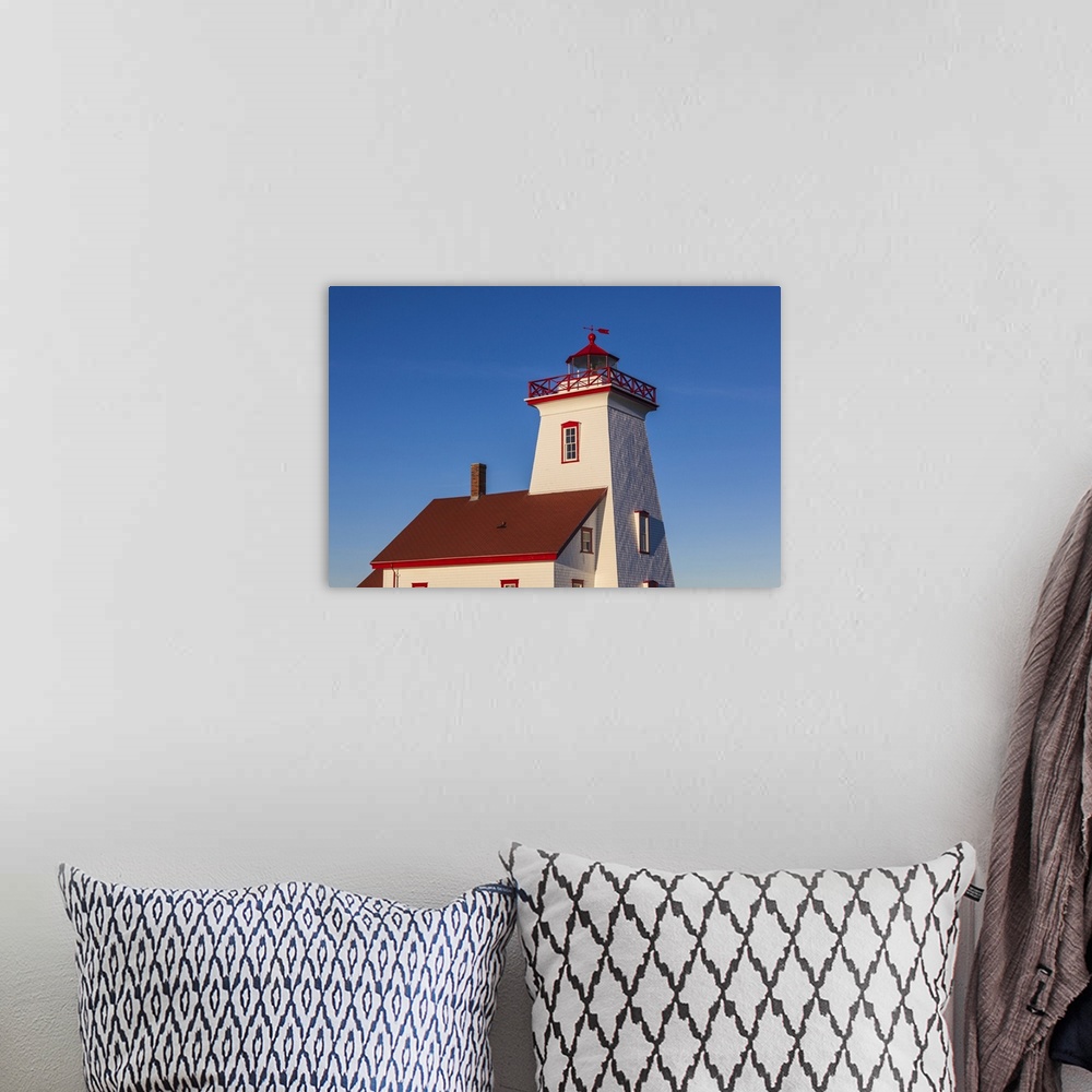 A bohemian room featuring Canada, Prince Edward Island, Wood Islands Lighthouse At Sunset