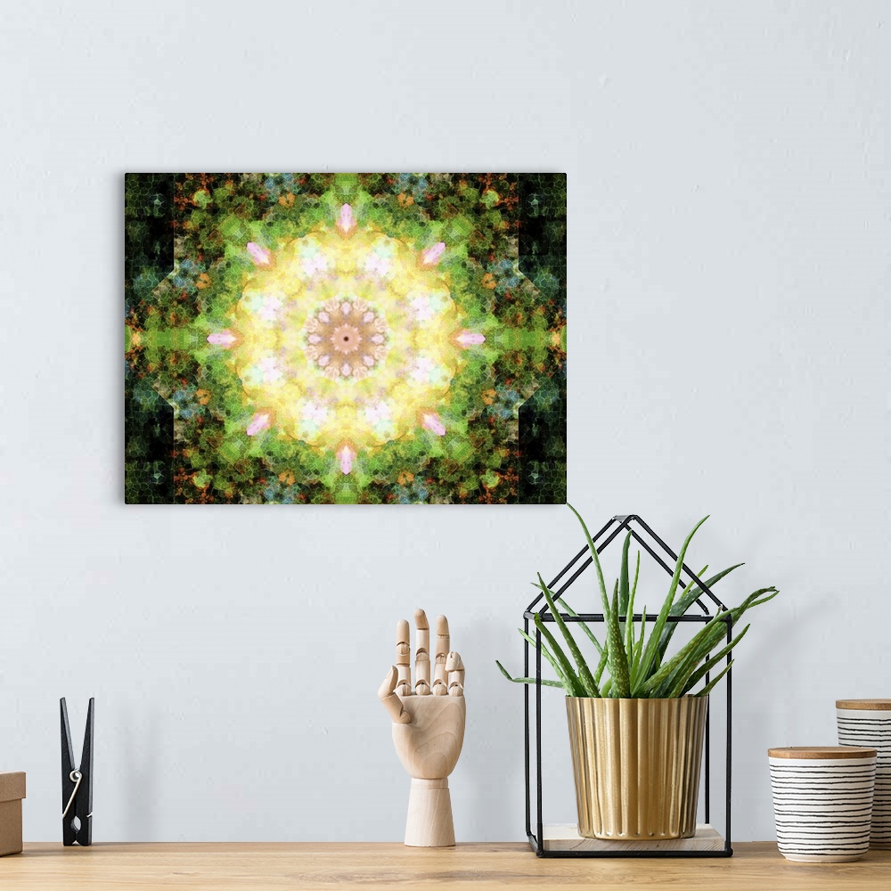 A bohemian room featuring Colorful Kaleidoscope - Green And Yellow