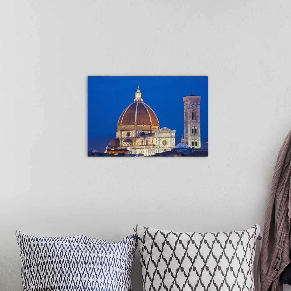 A bohemian room featuring Europe, Italy, Florence.  Dome of Santa Maria del Fiore Cathedral at night.