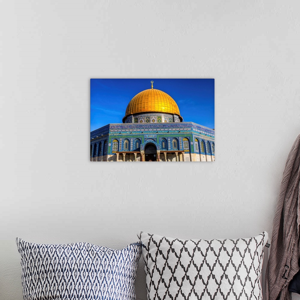 A bohemian room featuring Dome of the Rock Islamic Mosque Temple Mount Jerusalem Israel. Built in 691 One of most sacred sp...