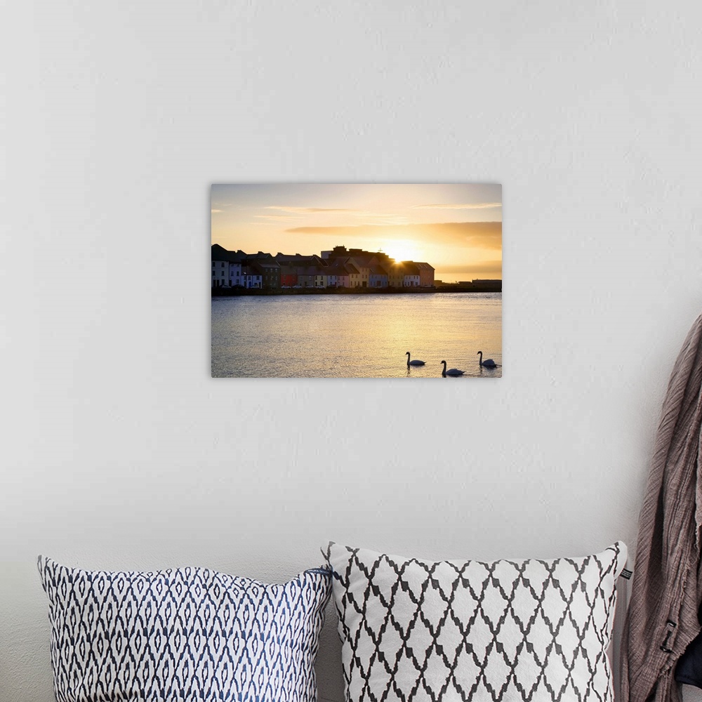 A bohemian room featuring Europe, Ireland, Claddagh. Sunrise on town and swans on Galway Bay. Credit as: Dennis Flaherty / ...