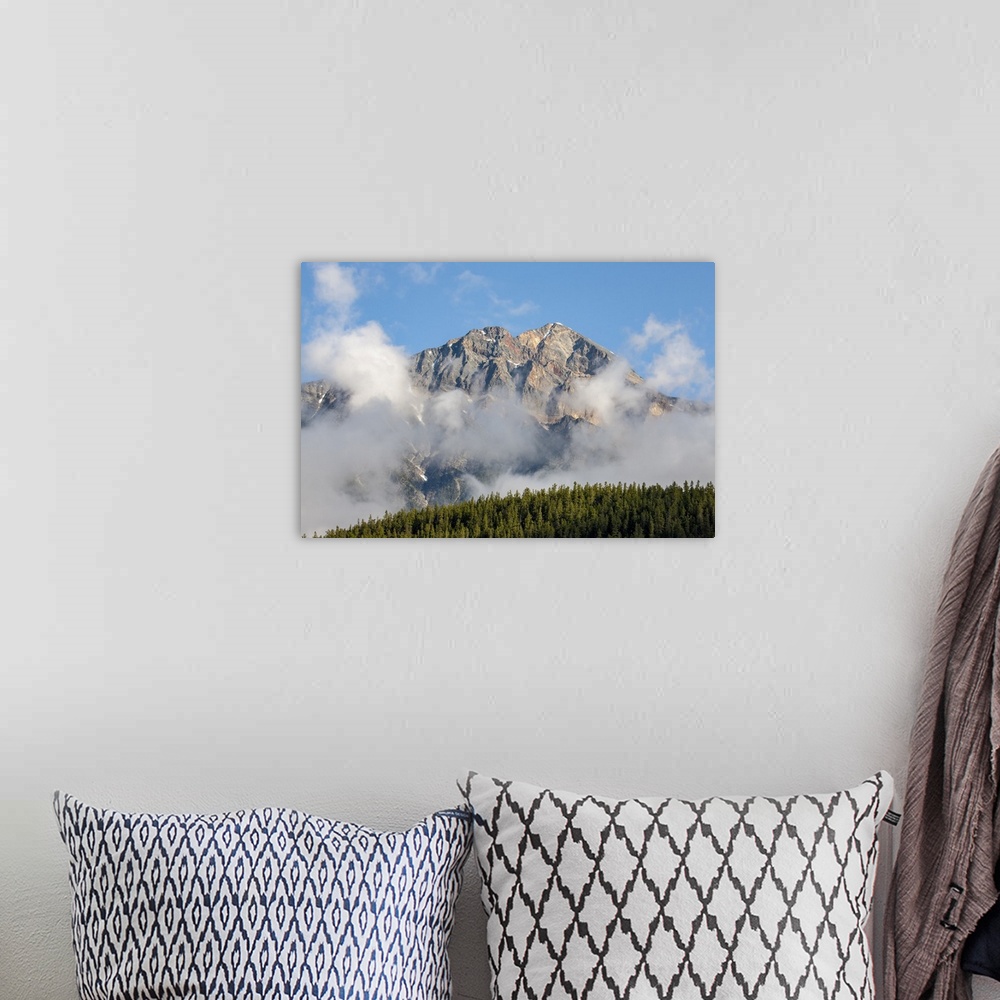 A bohemian room featuring Jasper National Park, Alberta, Canada. View of Pyramid Mountain from Patricia Lake Circle trail.