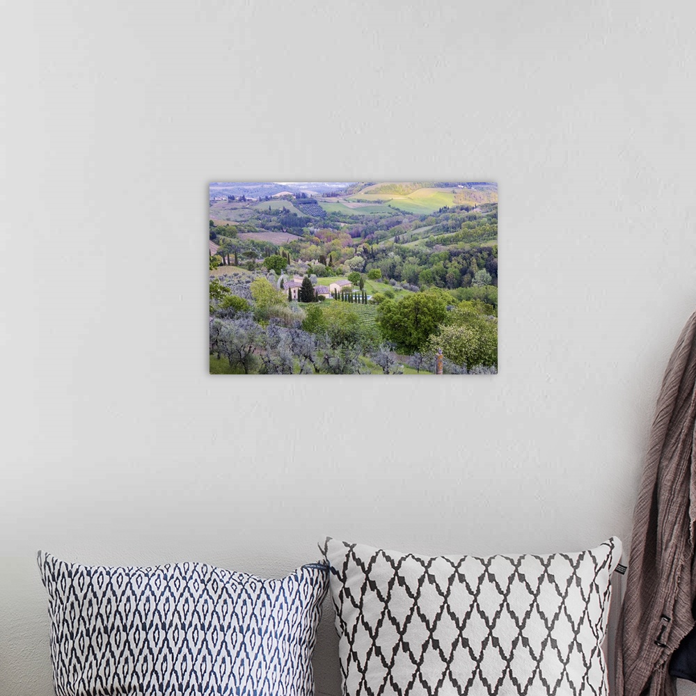 A bohemian room featuring Landscape view from the top of the walls of San Gimignano. Tuscany, Italy.