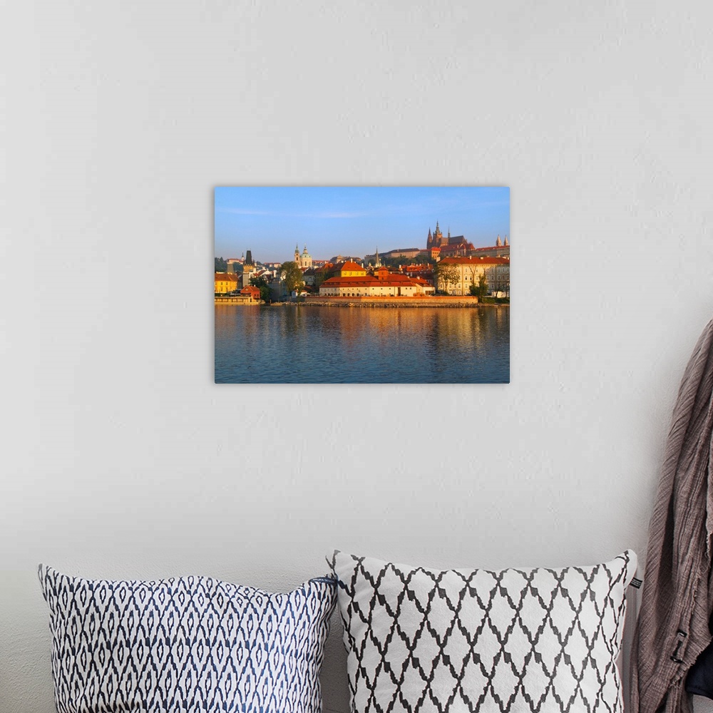 A bohemian room featuring Morning view of Prague Castle by Vltava River, Prague, Czech Republic