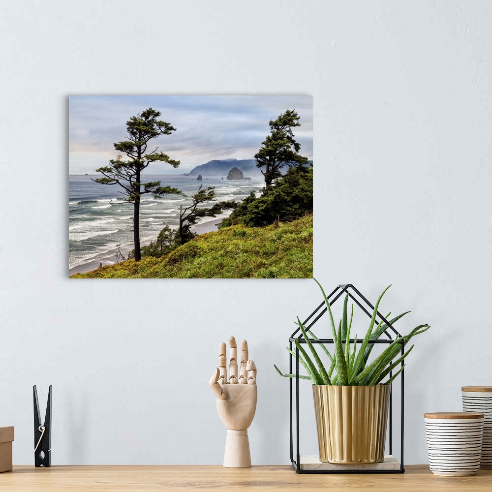 A bohemian room featuring USA, Oregon, Cannon Beach, View of Haystack Rock