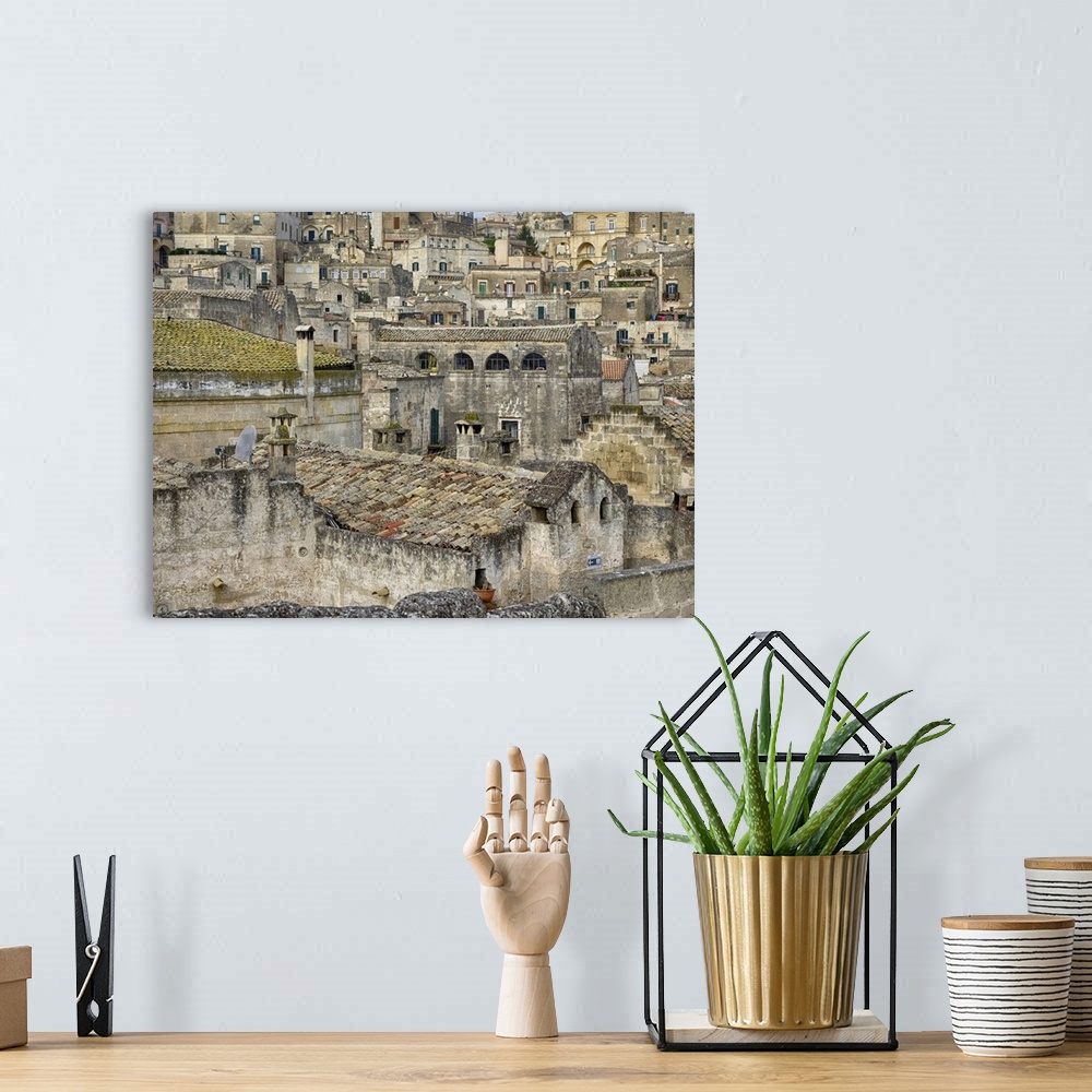 A bohemian room featuring Overview of the old town of Matera.