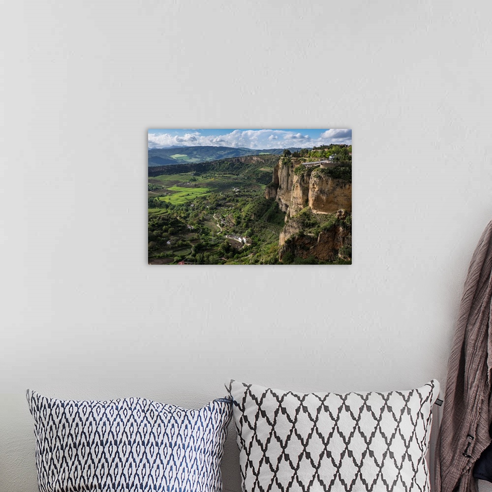 A bohemian room featuring Spain, Andalusia. View over the Ronda Depression, a sloping plateu below the steep limestone clif...