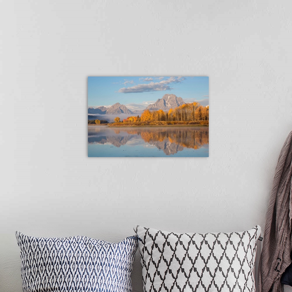 A bohemian room featuring Sunrise at Oxbow Bend in fall, Grand Teton National Park, WY