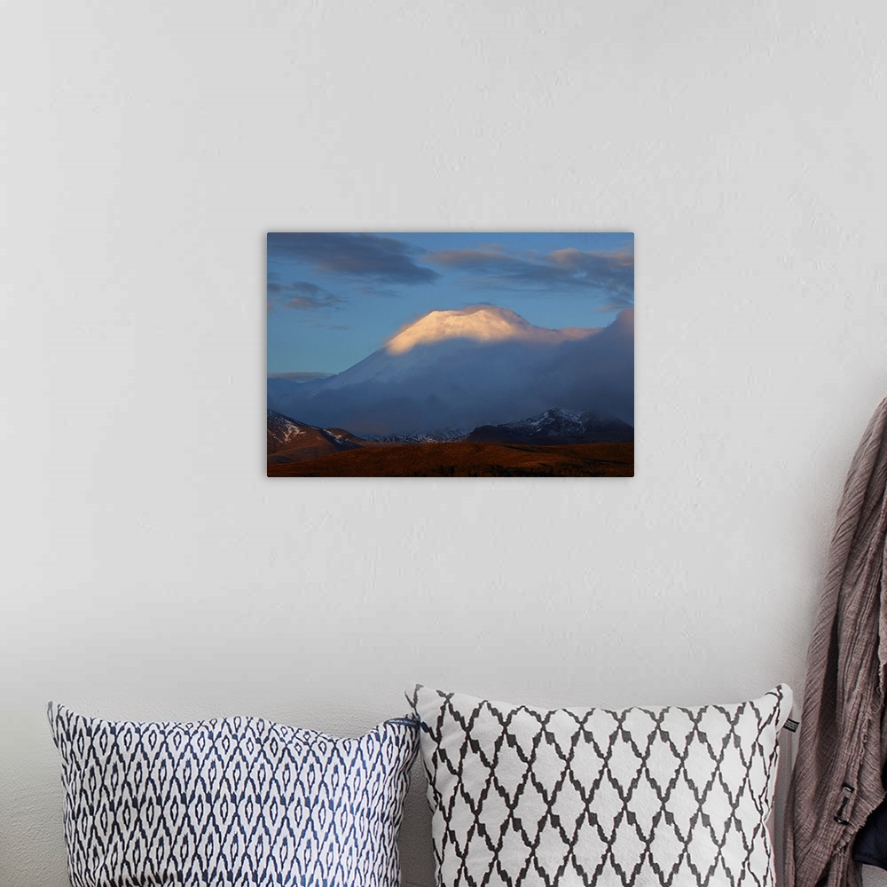 A bohemian room featuring Sunset on Mt. Ngauruhoe, Tongariro National Park, Central Plateau, North Island, New Zealand