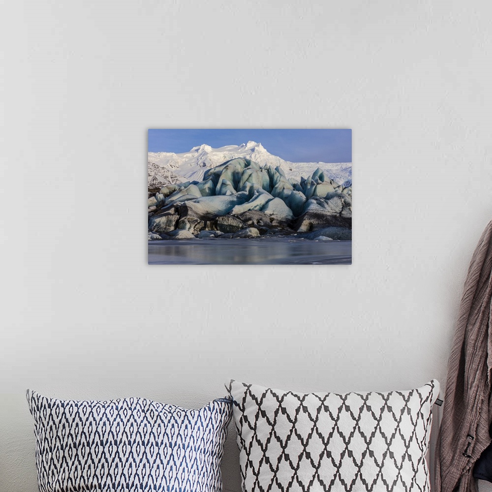 A bohemian room featuring Svinafellsjokull glacier in south Iceland.