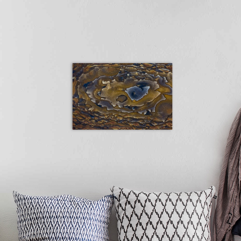 A bohemian room featuring Swirl pattern on Deschutes Jasper Slab.