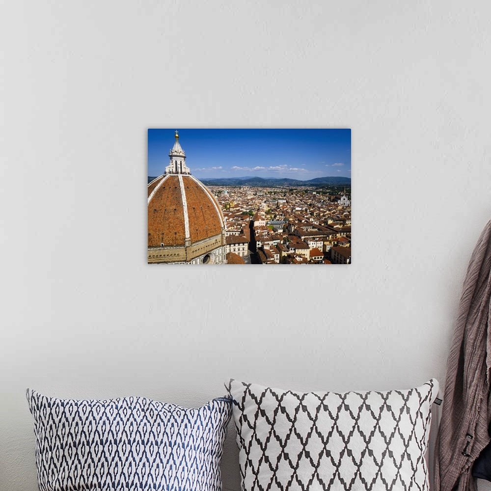A bohemian room featuring The Duomo dome from Giotto's Bell Tower (Campanile di Giotto), Florence, Tuscany, Italy.