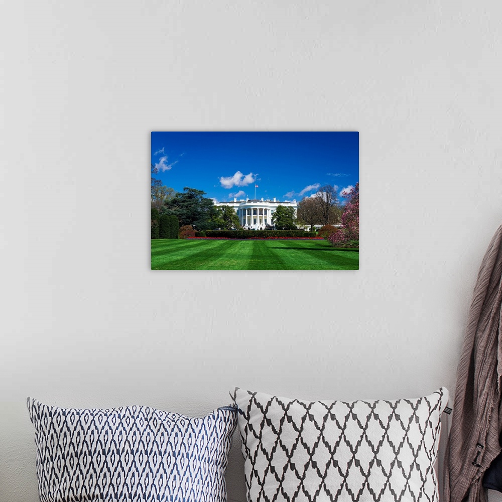 A bohemian room featuring The White House and south lawn, Washington, DC USA