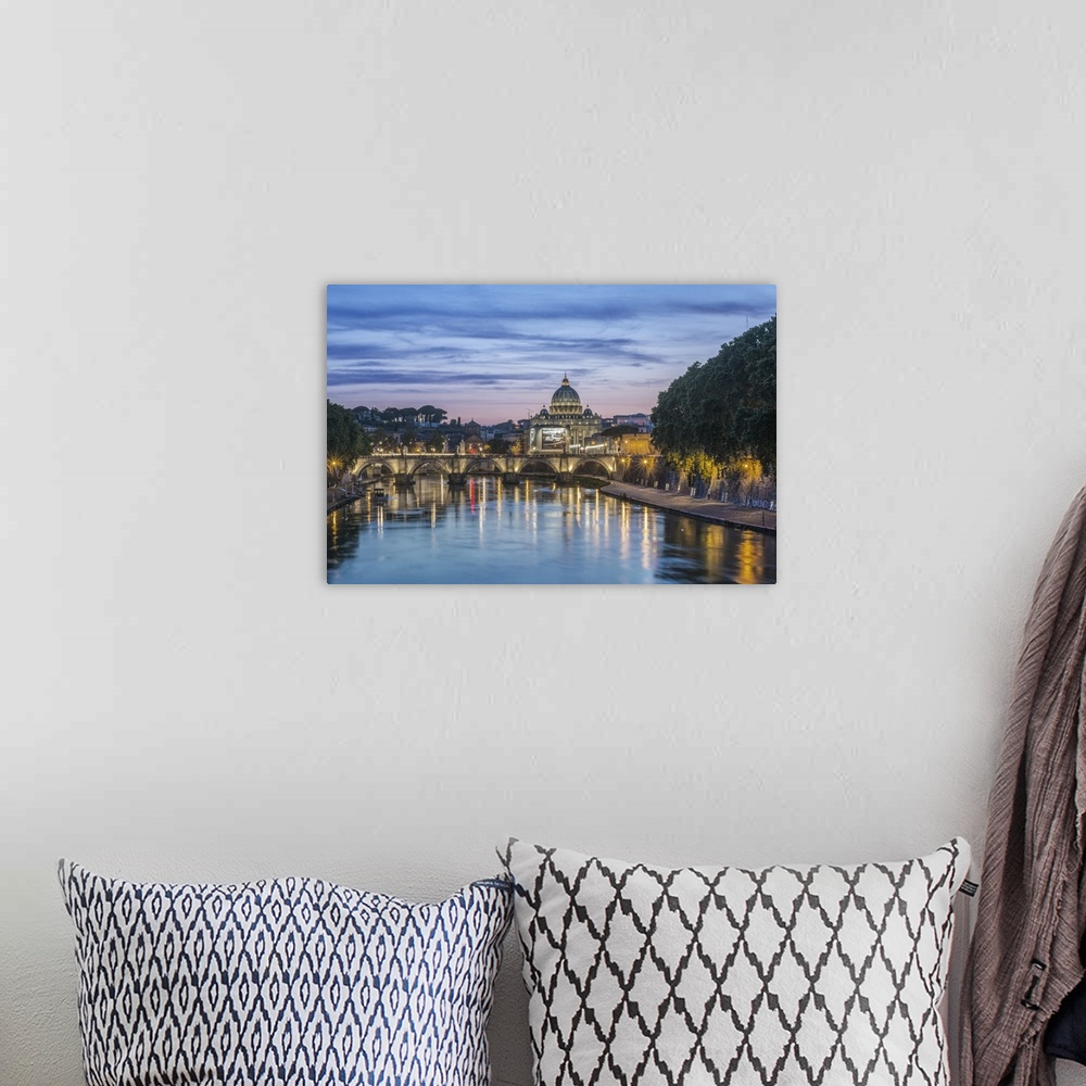 A bohemian room featuring Europe, Italy, Rome, Tiber River Sunset.