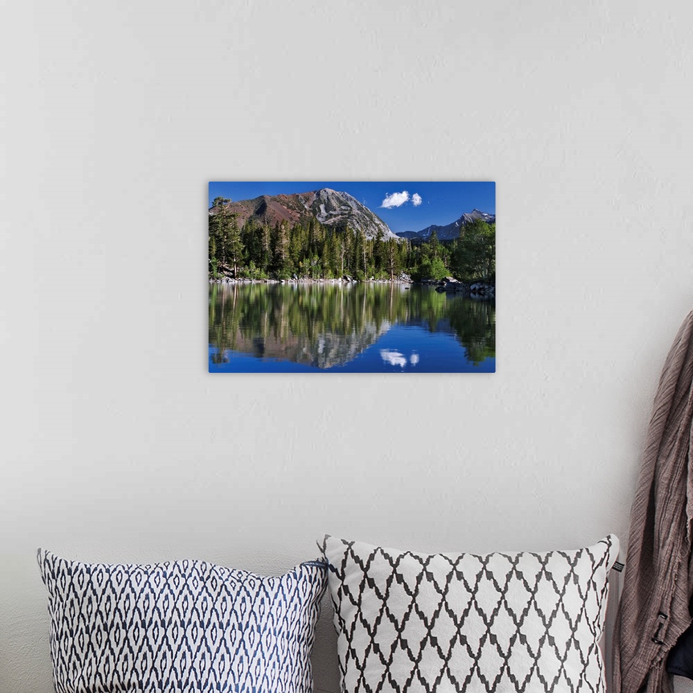 A bohemian room featuring USA, California, Sierra Nevada Mountains. Sherwin Lake reflects mountains.