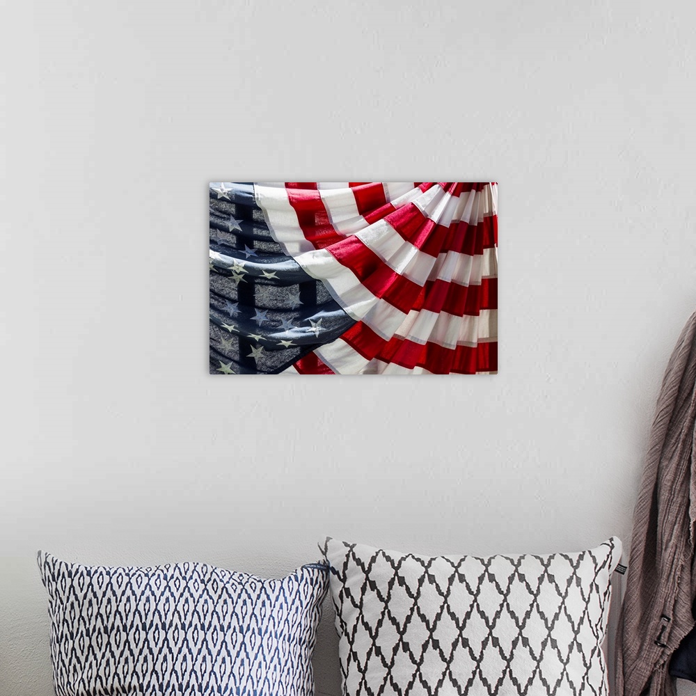 A bohemian room featuring USA, Massachusetts, Manchester By The Sea, Fourth of July, US flags