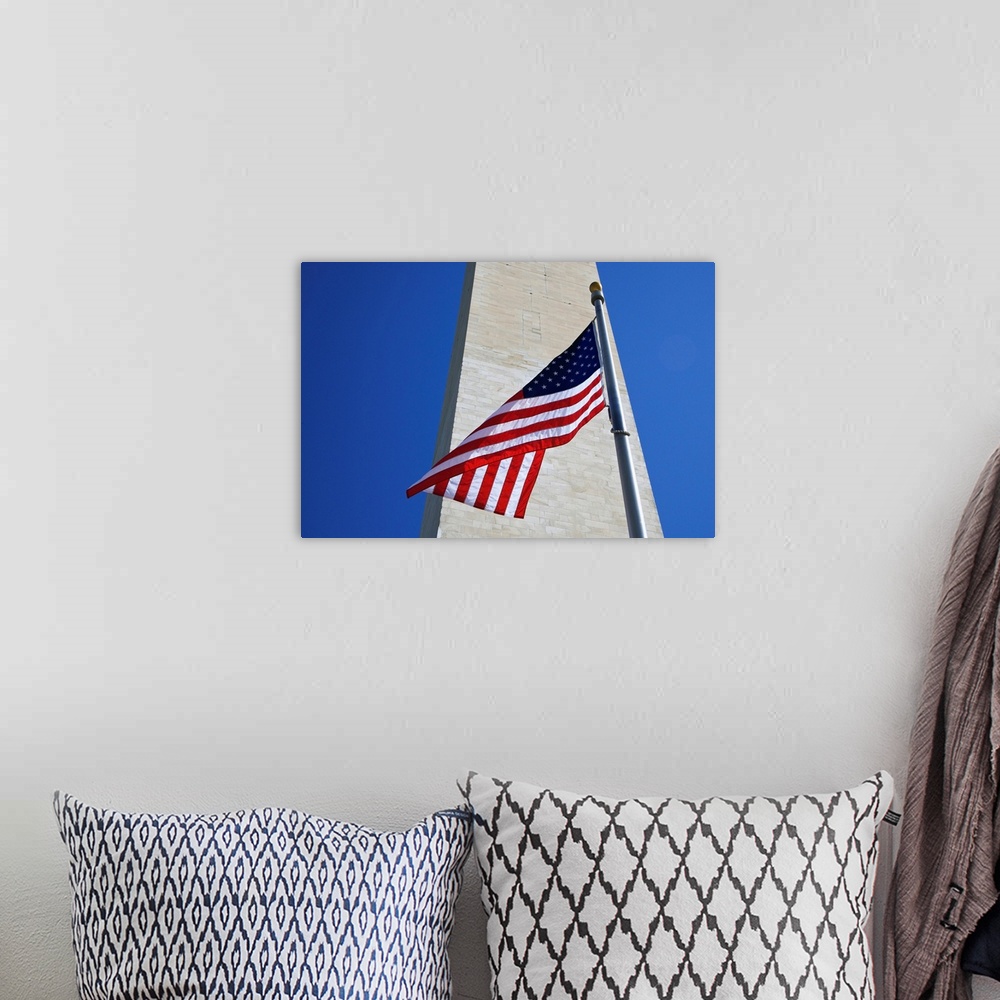 A bohemian room featuring USA, Washington DC. American flag and the Washington Monument.