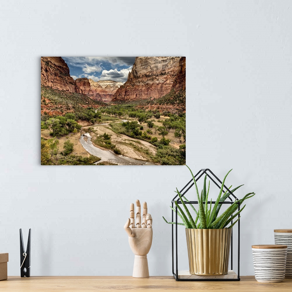 A bohemian room featuring USA, Utah, Zion National Park, View along the Virgin River