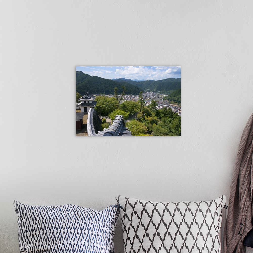 A bohemian room featuring View of Gujo Hachiman cityscape with the castle, Gifu Prefecture, Japan