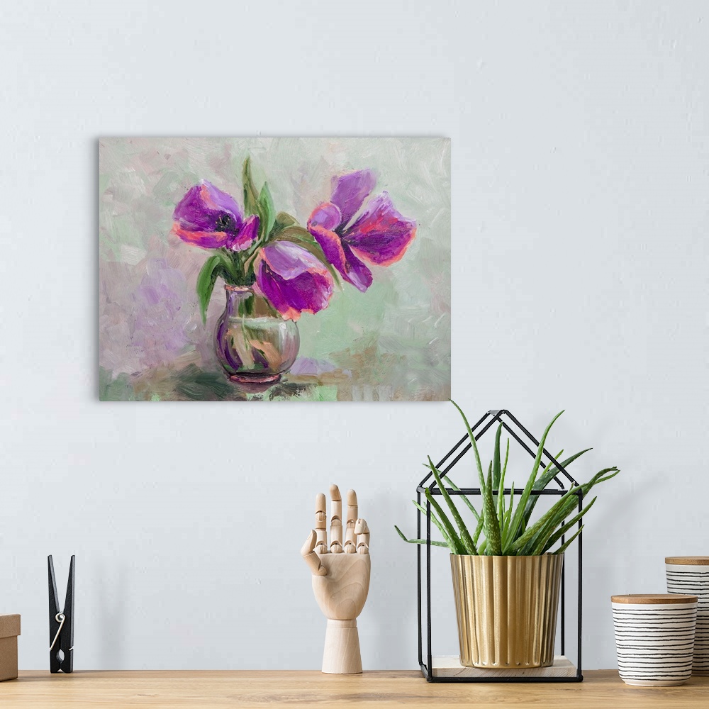 A bohemian room featuring Purple Floral Still-Life