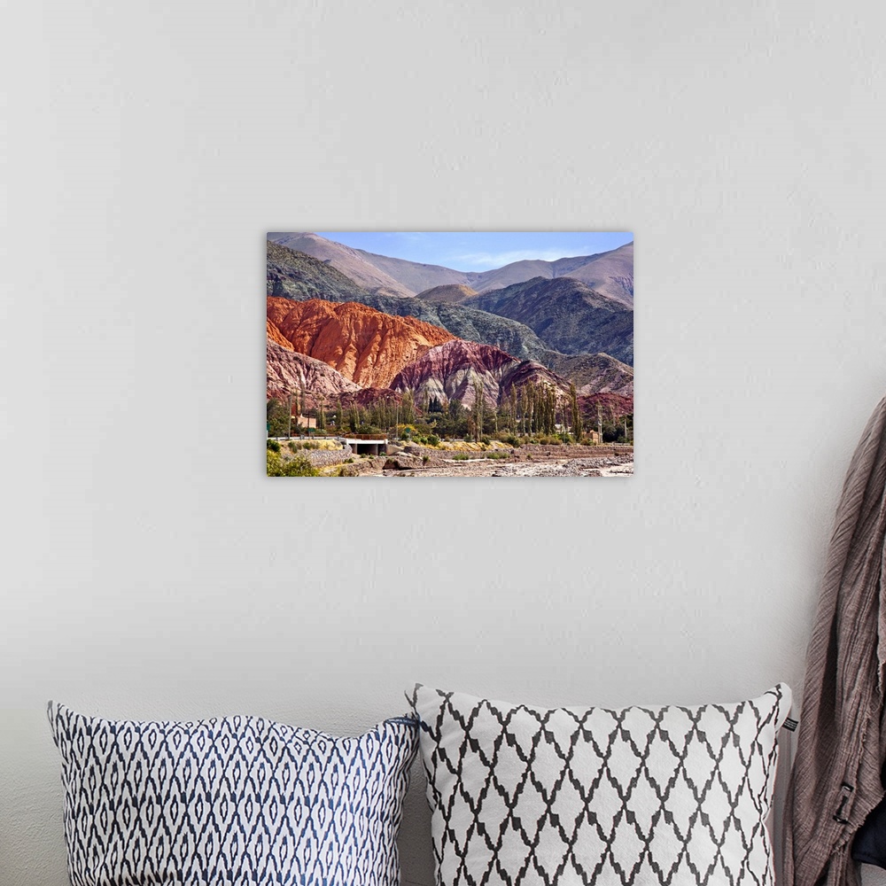 A bohemian room featuring Argentina, Jujuy, Purmamarca, seven colors mountain