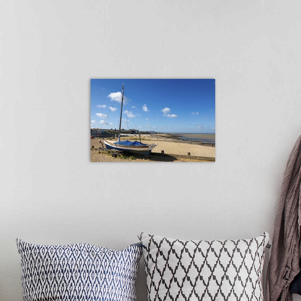 A bohemian room featuring England, Kent, Whitstable, Boat on the beach