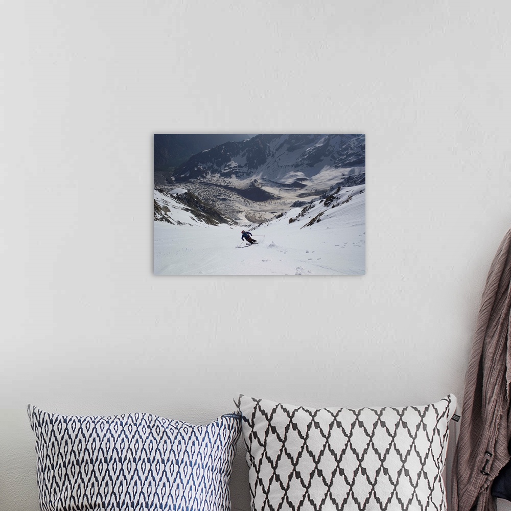 A bohemian room featuring Italy, Piedmont, Verbano-Cusio Ossola district, Alps, Valle Anzasca, Macugnaga, Skiing in the low...