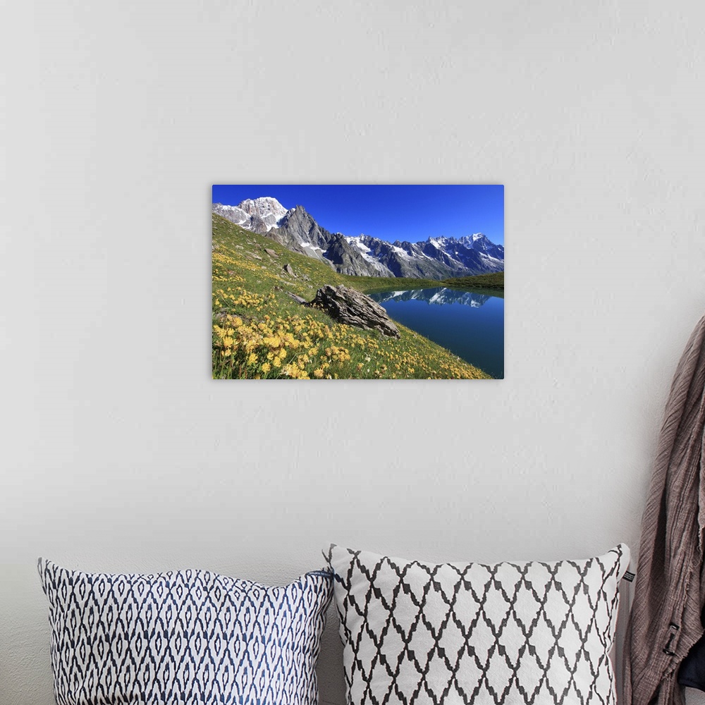 A bohemian room featuring Italy, Aosta Valley, Alps, Courmayeur, Val Veny, Lac Checrouit