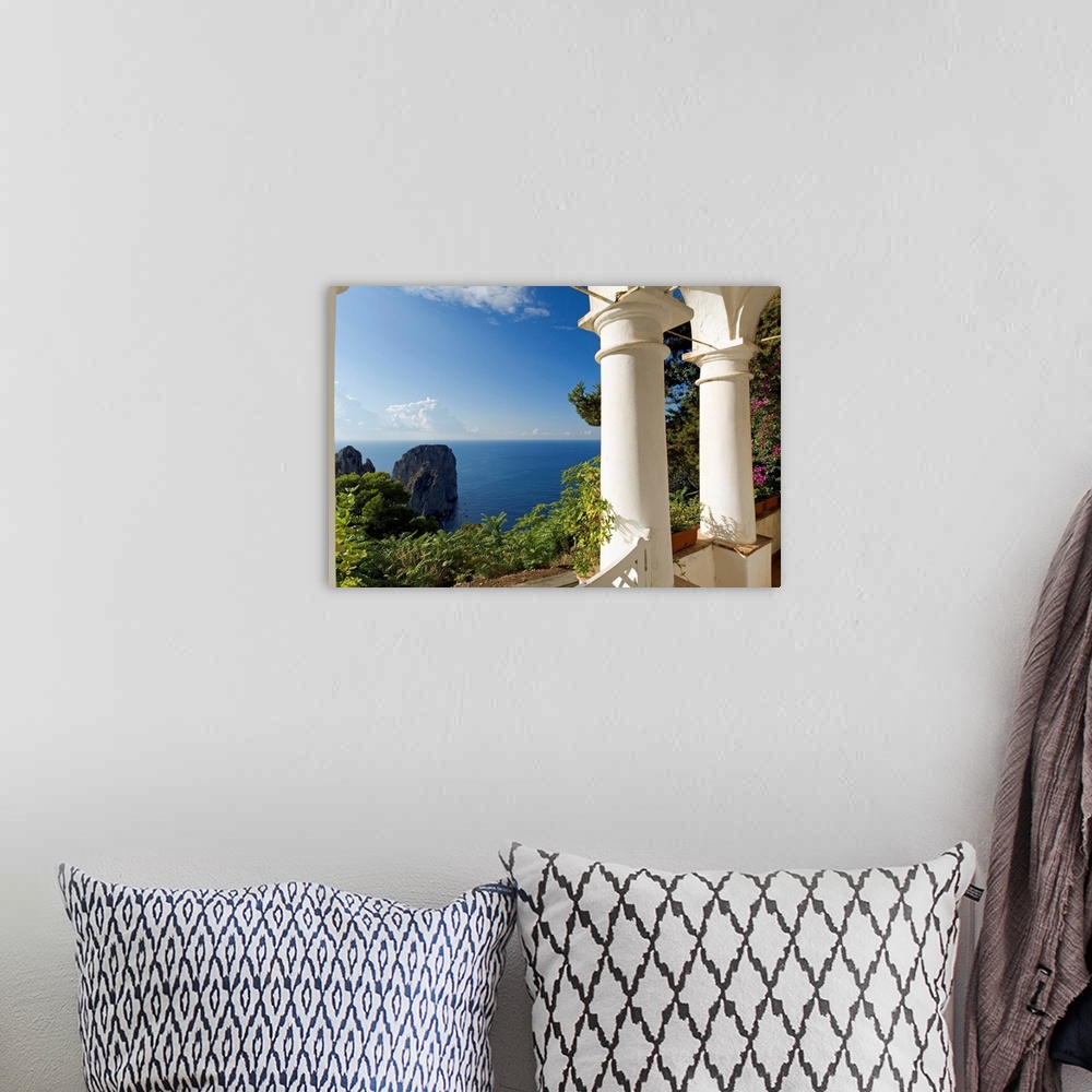 A bohemian room featuring Italy, Campania, Capri, View from Punta Tragara towards Faraglioni