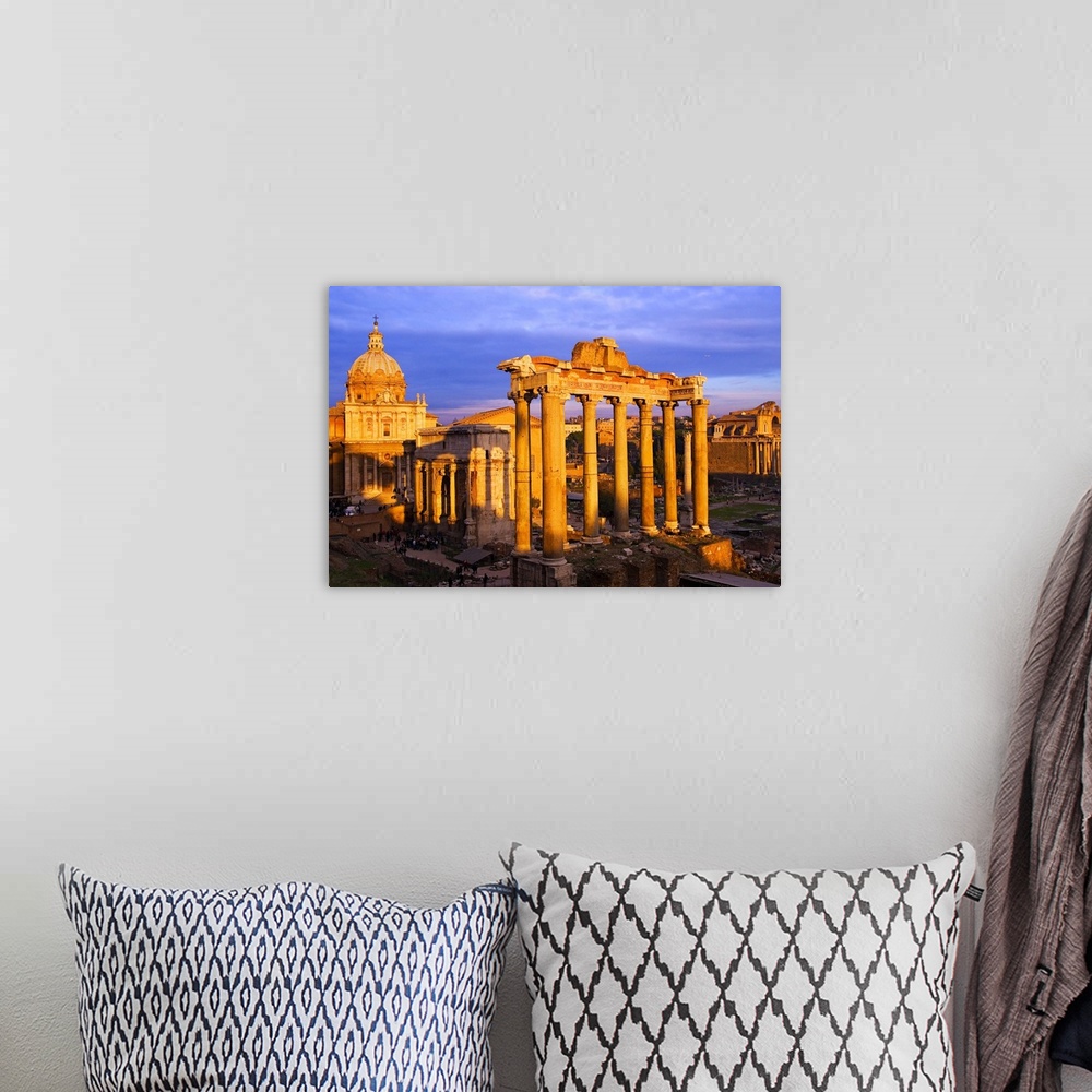 A bohemian room featuring Italy, Rome, Roman Forum, Temple of Saturn, Arch of Septimius Severus