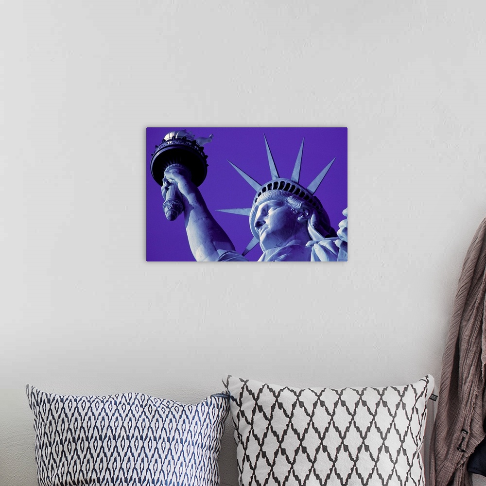 A bohemian room featuring New York, close up of Statue of Liberty
