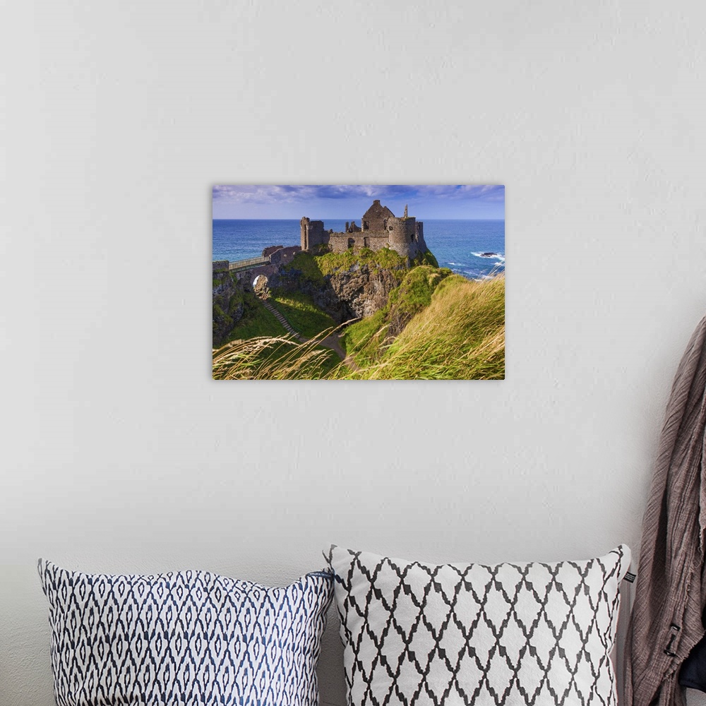 A bohemian room featuring UK, Northern Ireland, Great Britain, Antrim, Dunluce Castle ruins on a cliff top near Bushmills v...