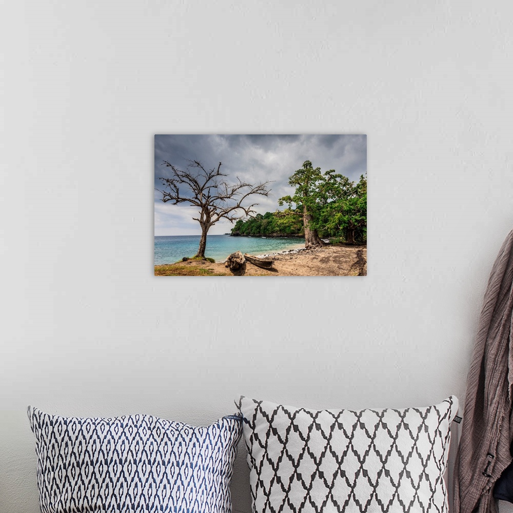 A bohemian room featuring Sao Tome e Principe, Saint Thomas island, Lagoa Azul lagoon.