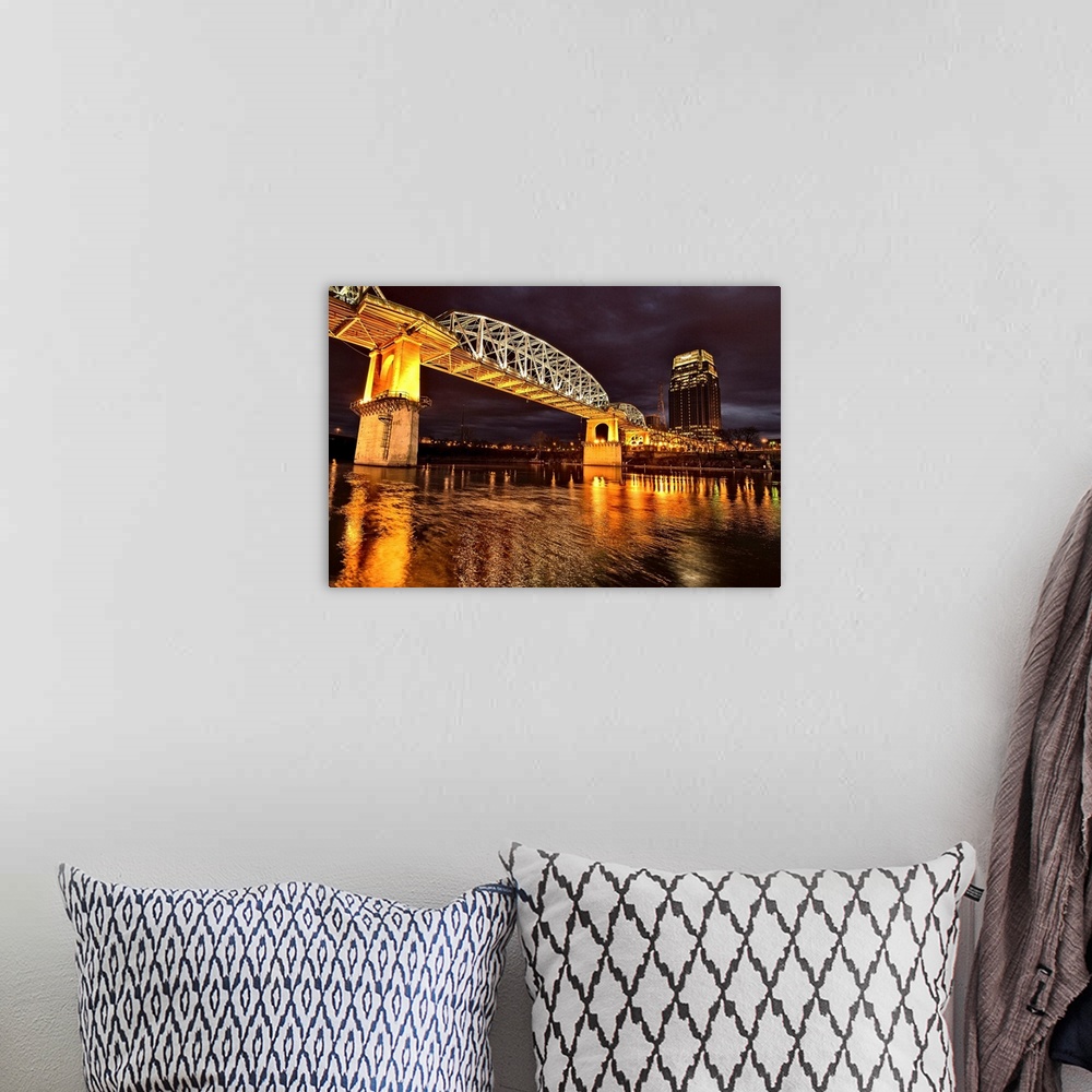 A bohemian room featuring Tennessee, Nashville, Shelby Street Bridge over Cumberland River