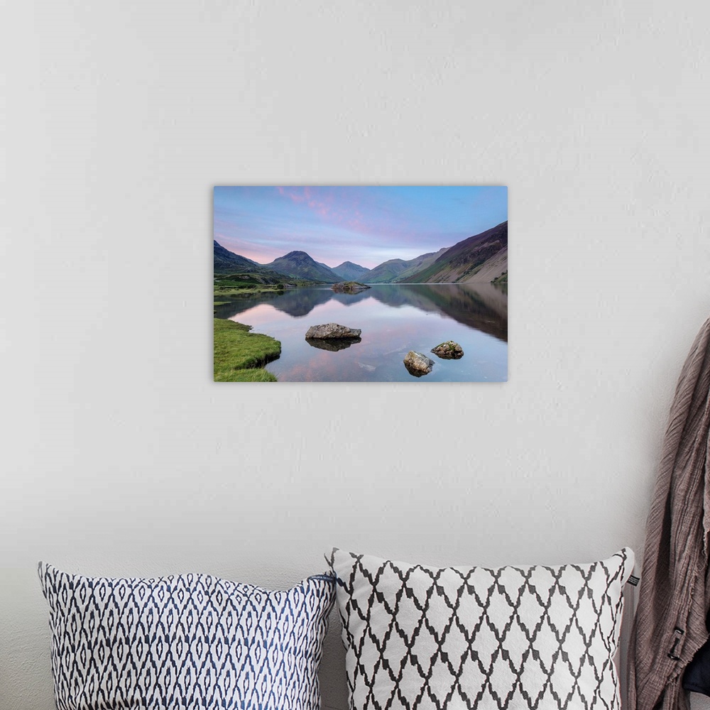 A bohemian room featuring UK, England, Great Britain, Lake District, Cumbria, Wast Water, The lake at sunset